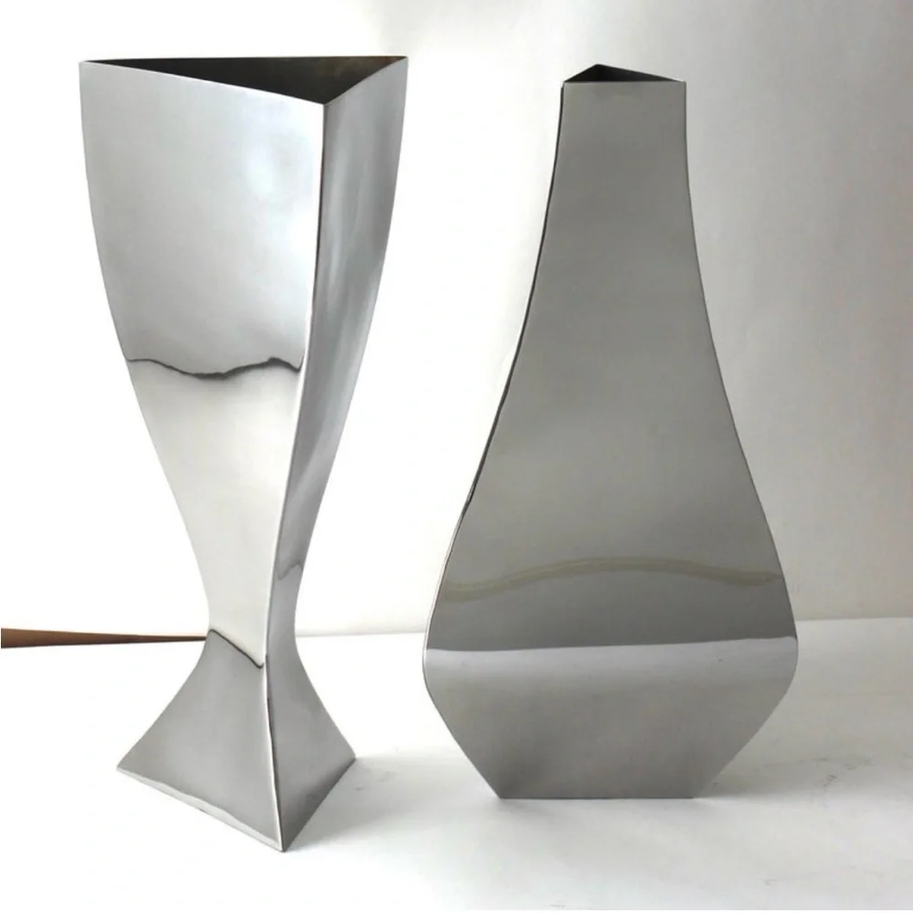 Michael Aram Set of Two Stainless Vases Relationship Collection Signed